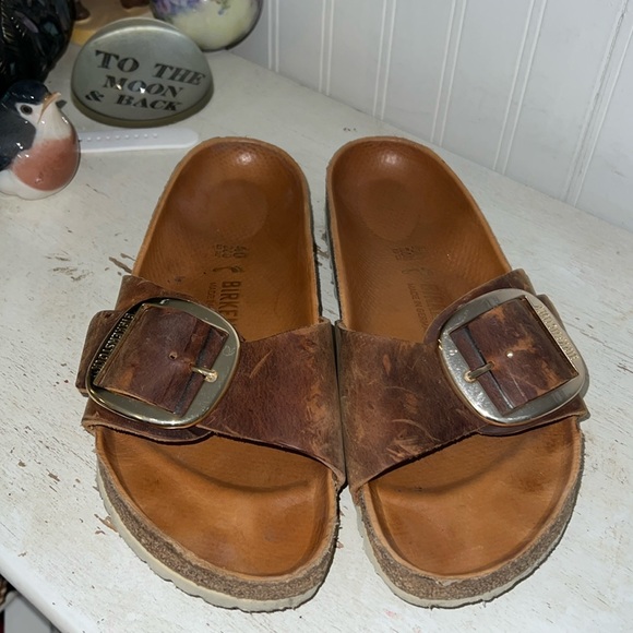 Birkenstock Madrid Big Buckle Sandal Antique Cognac Leather Women EU 40 US 9 - Picture 1 of 6